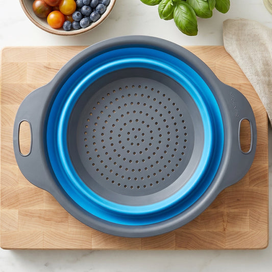 Foldable Silicone Strainer Space-saving Kitchen Drainer With Handles