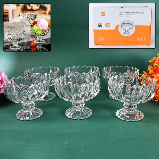 Glass Ice Cream Bowls Glass Dessert Cups For Sundae (6 Pcs)