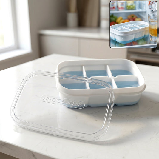 Mini Plastic 6 Cavity Ice Tray - Freeze Fresh Compact Ice Cube Tray