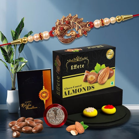 Rakhi For Brother Set Of 1 With Silver Color Pooja Coin Rakhi With Greeting Card Rakhi For Brother And Bhabhi Rakhi With Chocolate Rakhi With Gift For Brother Rakhi For Kids Rakhi Set Rakhi Combo Rakhi With Sweets (K1_416_ca32)