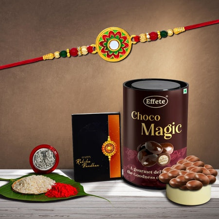 Rakhi Rakhi For Brother Set Of 1 With Silver Color Pooja Coin (K1_513_em)