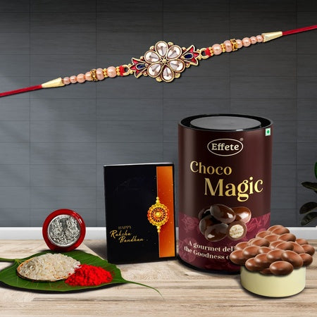 (K1_429_em) Rakhi Combo With Chocolate Magic Rakhi  Chocolate For Brother Rakhi With Chocolate Rakhi With Gift Rakhi Combo Set Of 1 Rakhi Chocolate