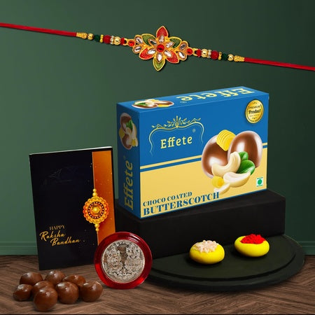 (K1_526_bs32) Rakhi With Chocolate Butter Scotch 32gm Rakhi For Brother With Gift  Handmade Rakhi Rakhi Combo For Brother  Stylish Rakhi For Brother  Set Of 1 Rakhi
