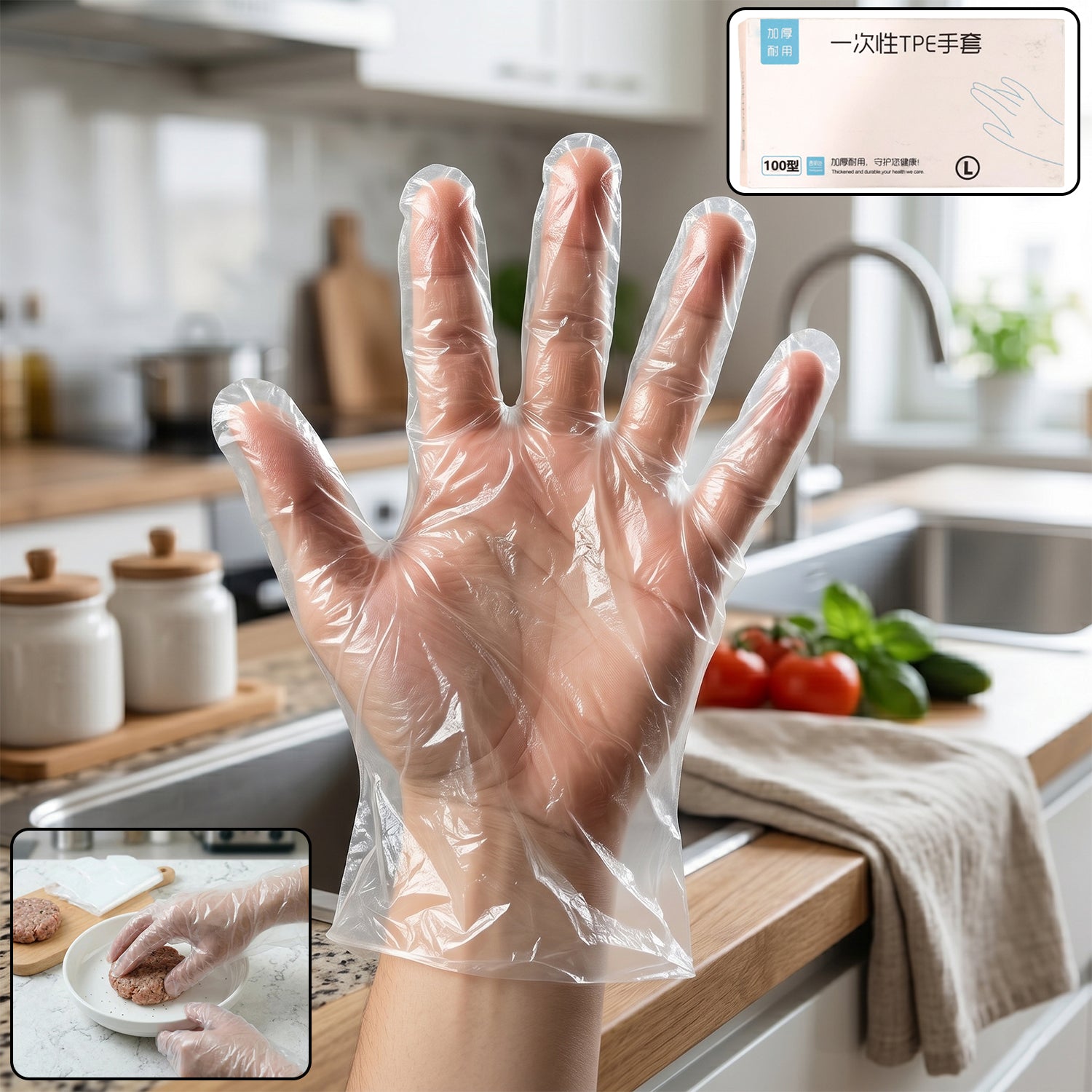 Disposable Clear Plastic Gloves (100 Pc Large)