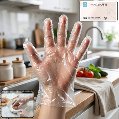 Disposable Clear Plastic Gloves (100 Pc Large)
