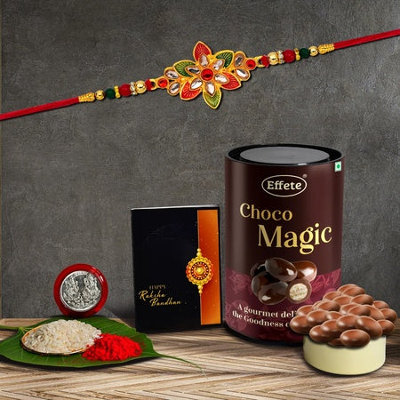(K1_526_em) Rakhi Combo With Chocolate Magic Rakhi  Chocolate For Brother Rakhi With Chocolate Rakhi With Gift Rakhi Combo Set Of 1 Rakhi Chocolate