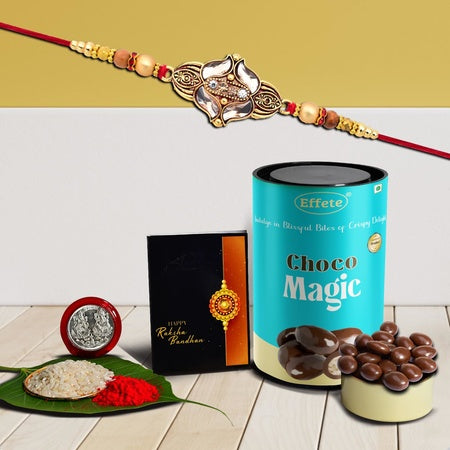 (K1_428_cm) Rakhi Combo With Chocolate Magic Stylish Rakhi For Brother Rakhi  Chocolate For Brother Rakhi Brother Rakhi With Gift Handmade Rakhi Set Of 1 Rakhi