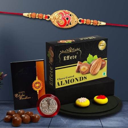 (K1_403_ca32) Rakhi Combo  Chocolate Almonds 32gm Rakhi  Chocolate For Brother  Fancy Rakhis For Men Stylish  Rakhi With Gift  Rakhi Combo  Set Of 1  Chocolate