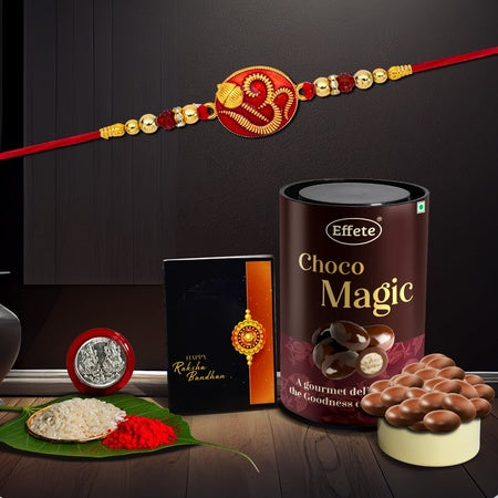 (K1_277_em) Rakhi Combo With Chocolate Magic Rakhi  Chocolate For Brother Rakhi With Chocolate Rakhi With Gift Rakhi Combo Set Of 1 Rakhi Chocolate