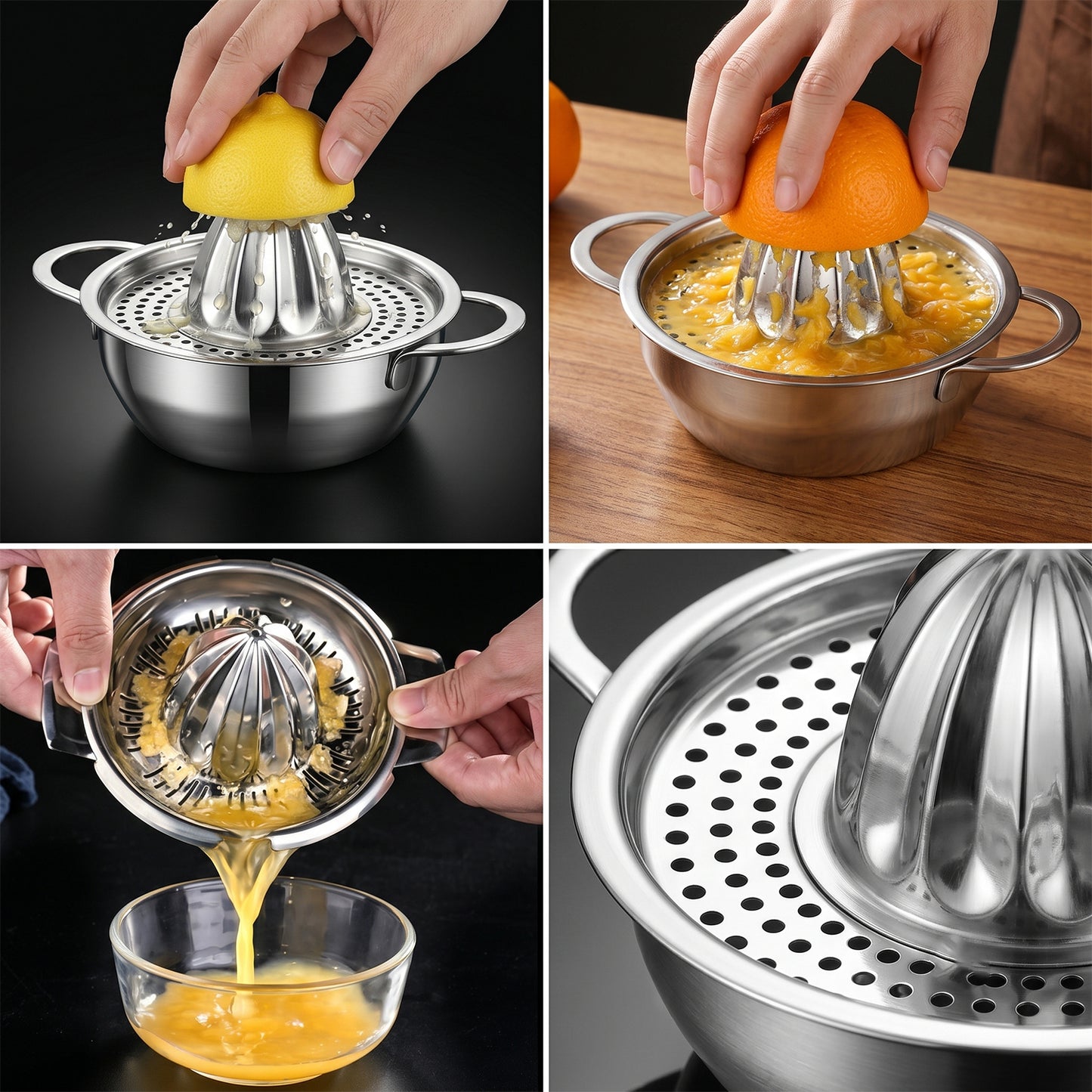 Stainless Steel Citrus Juicer  Easy Manual Hand Press For Fresh Juice
