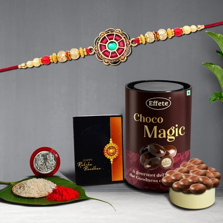 Rakhi (K1_415_em)  Chocolate Magic Rakhi For Brother With Gift Rakhi With Chocolate Rakhi Combo For Brother Set Of 1 Rakhi Chocolate