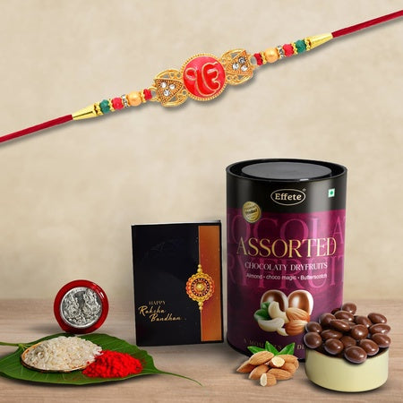 (K1_360_as) Rakhi Combo With Assorted Chocolate Dryfruits 96gm Rakhi For Brother With Gift  Fancy Rakhis For Men Stylish Rakhi Combo For Brother  Set Of 1 Rakhi  Chocolate