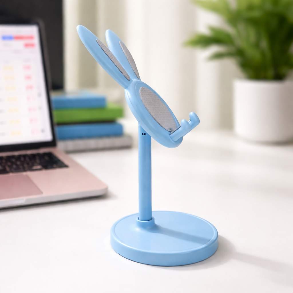 Cute Bunny Mobile Stand Holder for Desk & Kids Study Table (Color may vary)