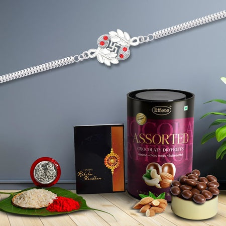(K1_a45_as) Rakhi Combo  Assorted Chocolate Dryfruits 96gm Rakhi  Chocolate For Brother  Fancy Rakhis For Men Stylish  Rakhi With Gift  Rakhi Combo  Set Of 1  Chocolate
