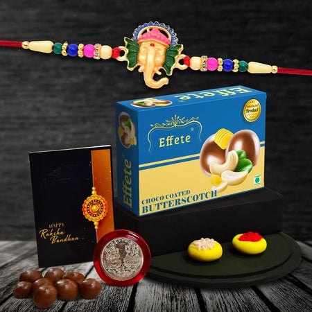 Multicolor Bracelet Rakhi (K1_309_bs32)  Chocolate Butter Scotch With Silver Color Pooja Coin Roli Chawal  Greeting Card  Occasion  Rakhi For Brother With Gift  Bracelets For Men Stylish Rakhi Combo For Brother  Set Of 1 Rakhi  Rak