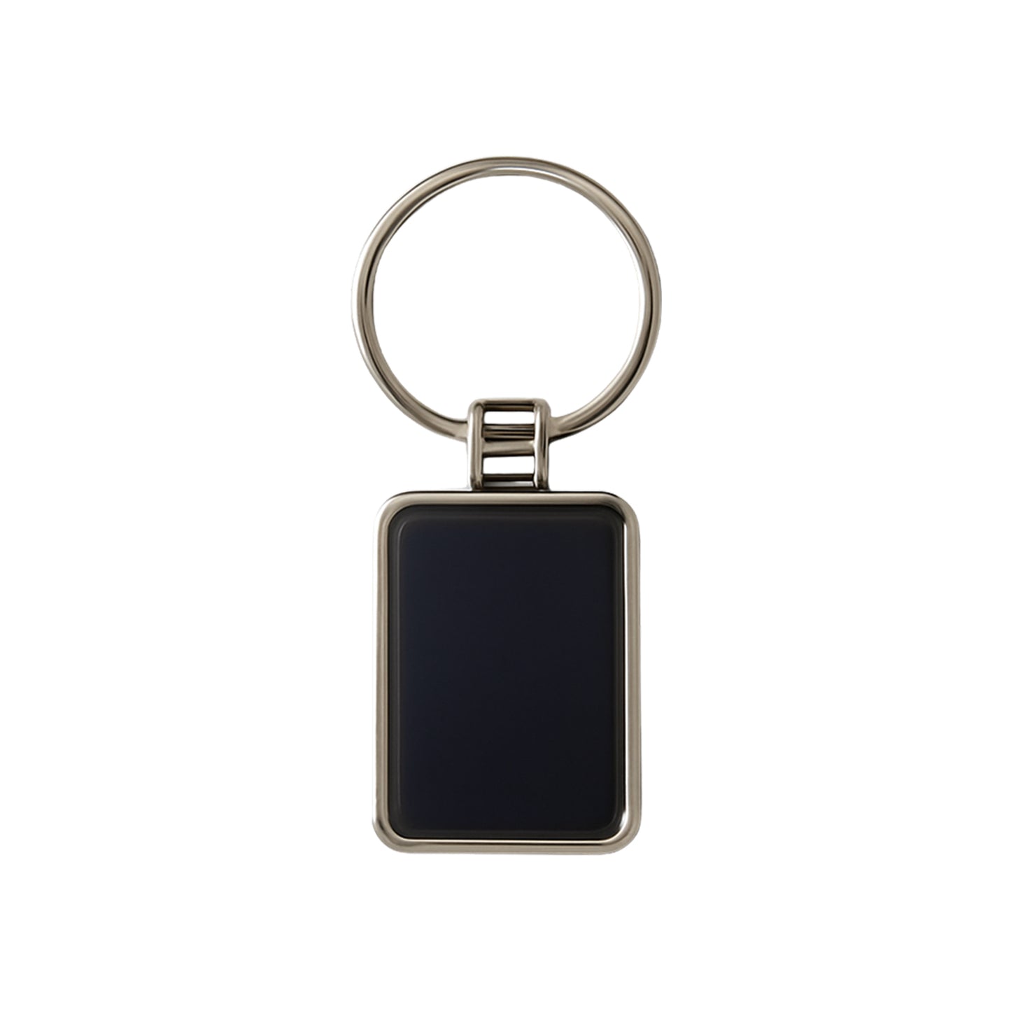 Premium Rectangular Black  Silver Metal Keychain (1 Pc)