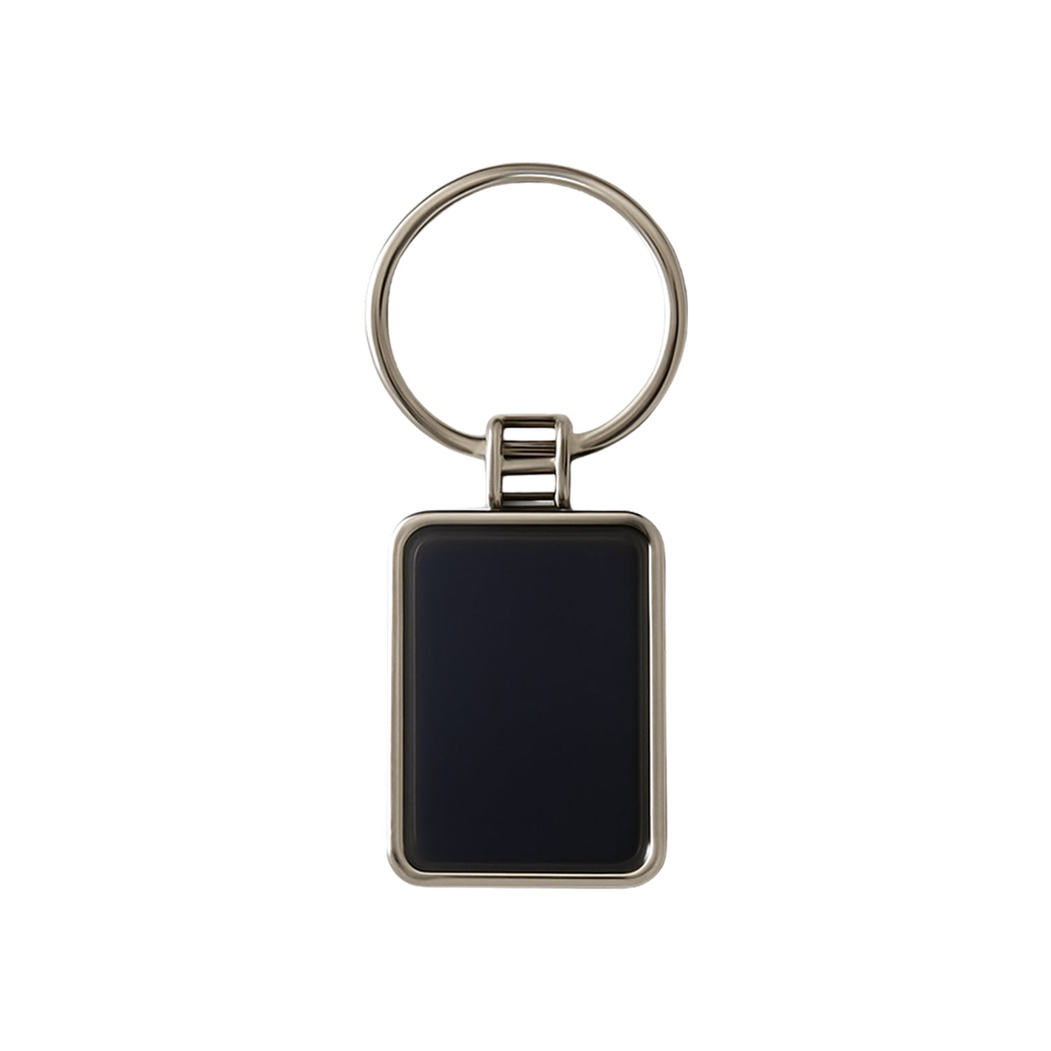 Premium Rectangular Black  Silver Metal Keychain (1 Pc)