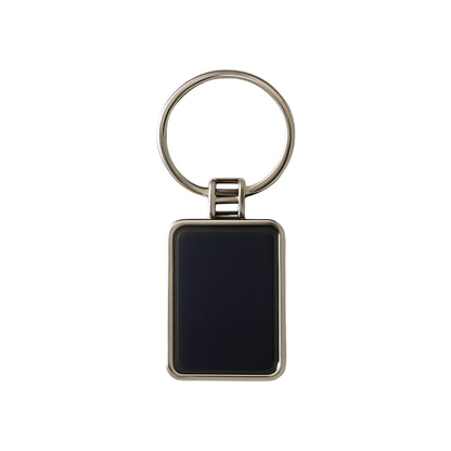 Premium Rectangular Black  Silver Metal Keychain (1 Pc)