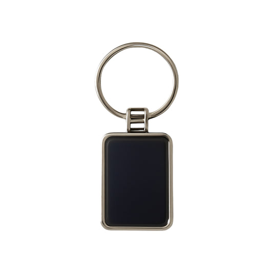 Premium Rectangular Black  Silver Metal Keychain (1 Pc)