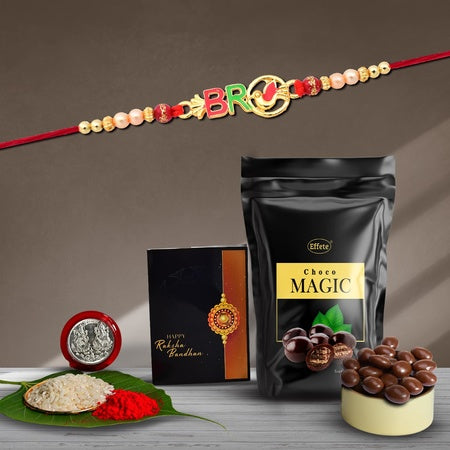 Rakhi (K1_12_sm)  Choco Magic (Pouch)  Rakhi Combo With Card And Chocolate  Chocolates Gift  Rakhi  Chocolate For Brother  Rakhi With Gift  Set Of 1 Rakhi