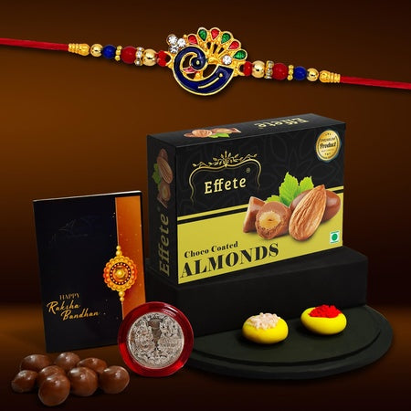 (K1_321_ca32) Rakhi With Chocolate Almonds 32gm Rakhi For Brother With Gift  Handmade Rakhi Rakhi Combo For Brother  Stylish Rakhi For Brother  Set Of 1 Rakhi