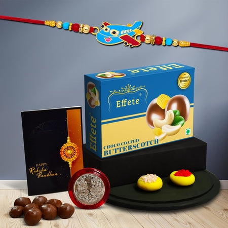 (K1_267_bs32) Rakhi With Chocolate Butter Scotch 32gm Rakhi For Brother With Gift  Handmade Rakhi Rakhi Combo For Brother  Stylish Rakhi For Brother  Set Of 1 Rakhi