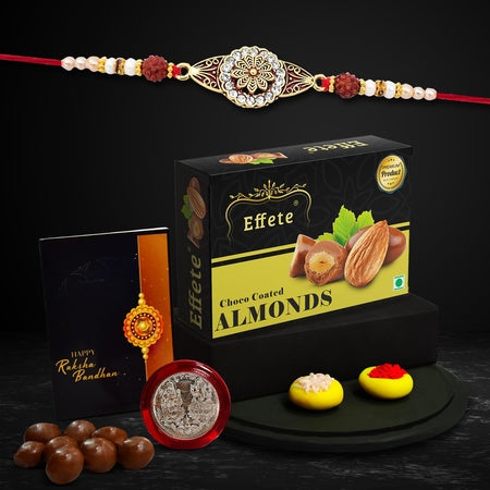 Rakhi (K1_425_ca32)  Chocolate Almonds 32gm Rakhi For Brother With Gift  Handmade Rakhi Rakhi Combo For Brother  Stylish Rakhi For Brother  Set Of 1 Rakhi