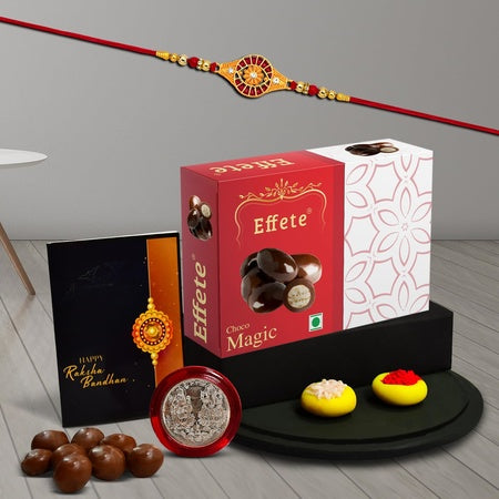 (K1_325_em32) Rakhi Combo With Chocolate Magic 32gm  Stylish Rakhi For Brother  Rakhi  Chocolate For Brother  Rakhi Brother  Rakhi With Gift  Handmade Rakhi  Set Of 1