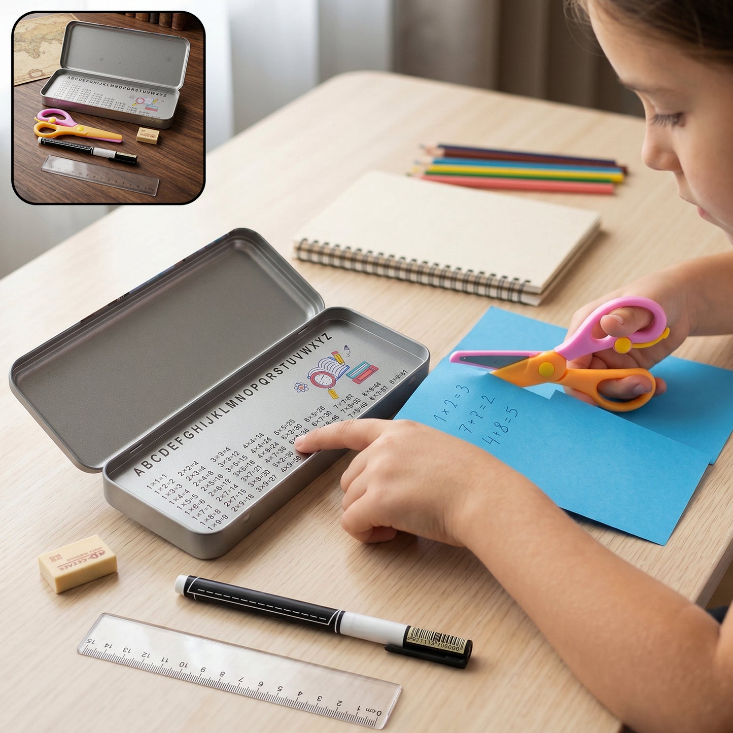 5 In 1 Kids Metal Pencil Box Set (1 Set)
