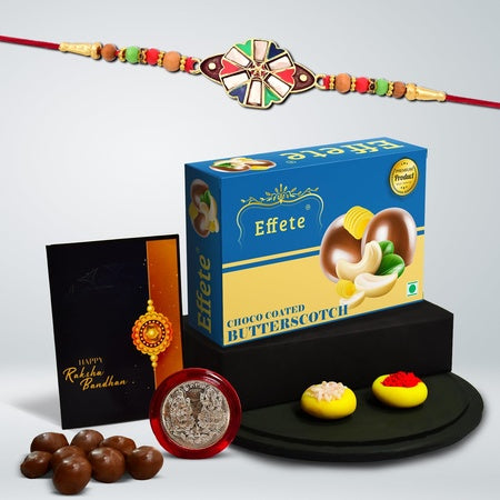 (K1_416_bs32) Rakhi Combo With Chocolate Butter Scotch 32gm Rakhi  Chocolate For Brother Fancy Rakhis For Men Stylish Rakhi With Gift Rakhi Combo Set Of 1 Chocolate