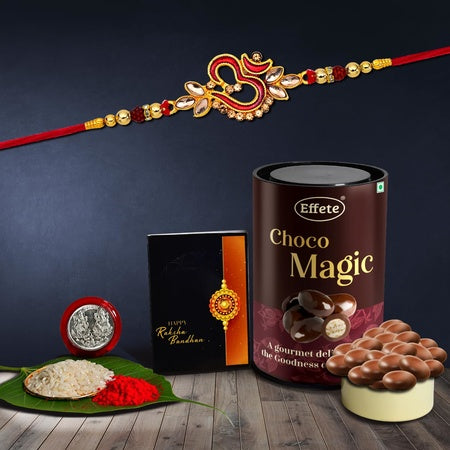 (K1_361_em) Rakhi Combo  Chocolate Magic  Rakhi  Chocolate For Brother  Fancy Rakhis For Men Stylish  Rakhi With Gift  Rakhi Combo  Set Of 1  Chocolate