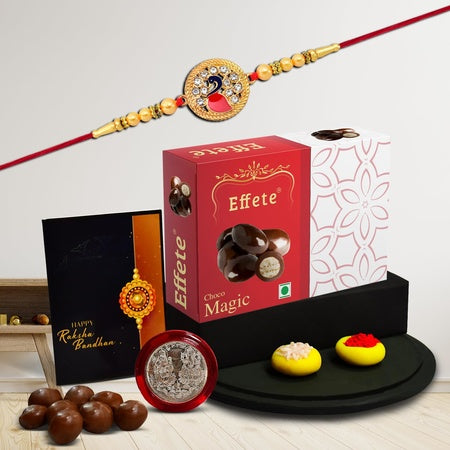 (K1_431_em32) Rakhi Combo With Chocolate Magic 32gm Rakhi For Brother With Gift Chocolate Gift Pack Rakhi With Chocolate Gift Hemper Fancy Rakhis For Men Set Of 1 Rakhi