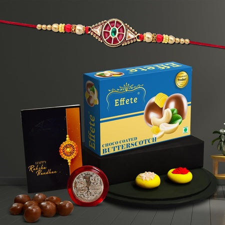 Rakhi (K1_424_bs32)  Chocolate Butter Scotch 32gm  Rakhi Combo With Card And Chocolate  Chocolates Gift  Rakhi  Chocolate For Brother  Rakhi With Gift  Set Of 1 Rakhi