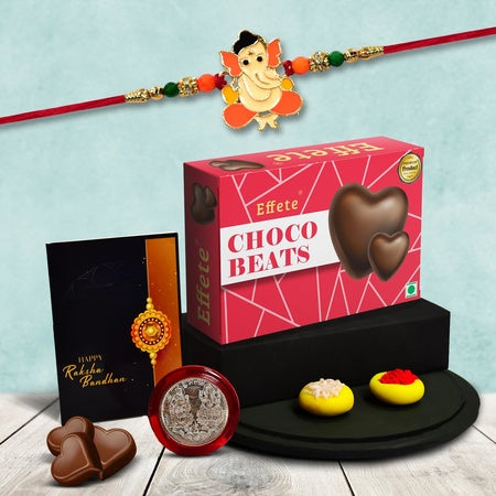 (K1_255_cb32) Multicolor Orange Rakhi Combo  Chocolate Beats 32gm With Silver Color Pooja Coin Roli Chawal  Greeting Card  Occasion  Rakhi  Chocolate For Brother  Bracelets For Men Stylish  Rakhi With Gift  Rakhi Combo  Set Of 1 Ra