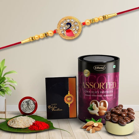 Rakhi (K1_431_as)  Assorted Chocolate Dryfruits 96gm Rakhi  Chocolate For Brother Rakhi With Chocolate Rakhi With Gift Rakhi Combo Set Of 1 Rakhi Chocolate