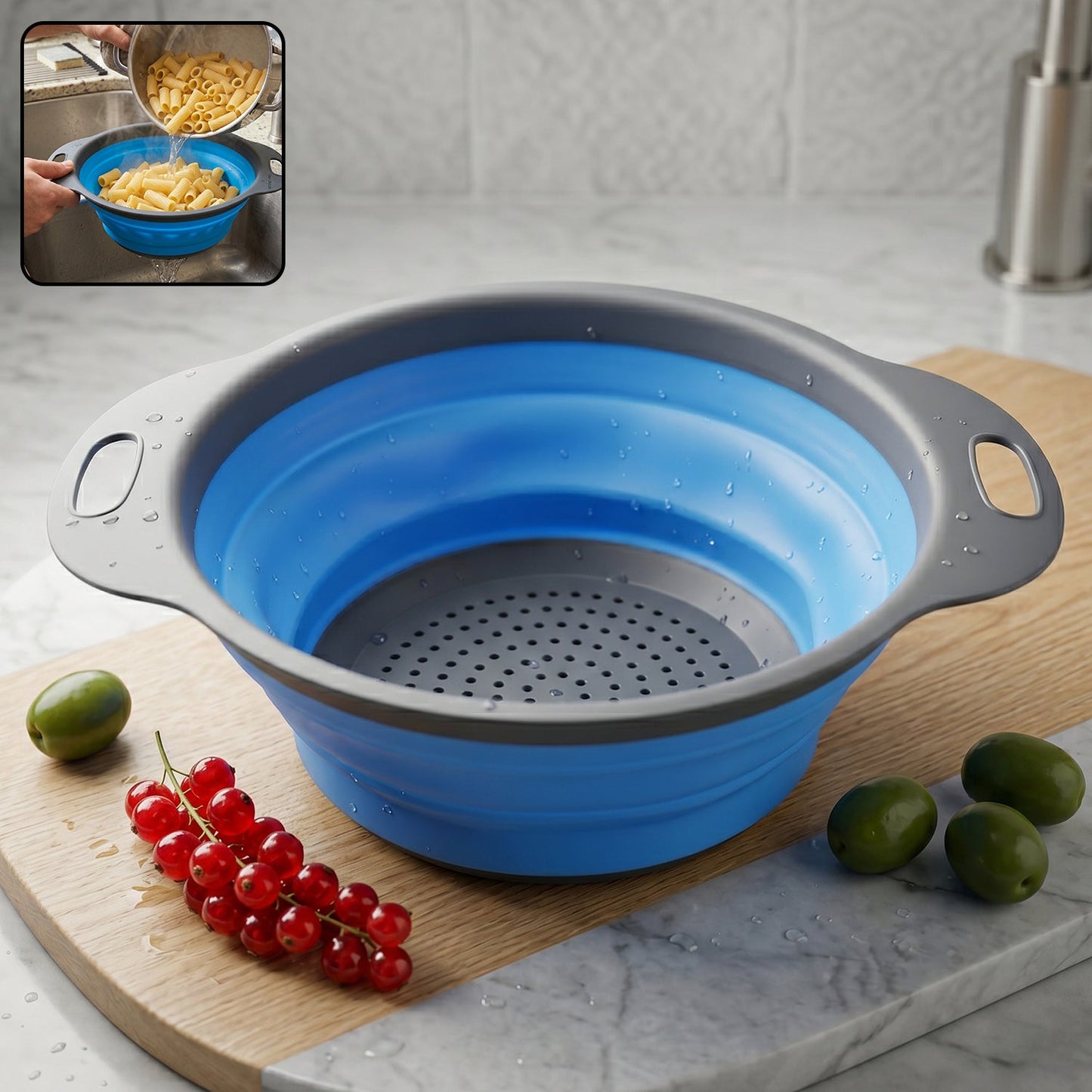Silicone Collapsible Strainer  Space-saving Kitchen Tool For Easy Draining