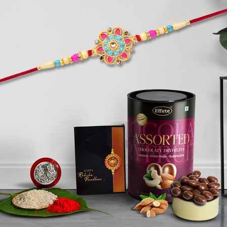 Rakhi (K1_407_as)  Assorted Chocolate Dryfruits 96gm Rakhi For Brother With Gift  Handmade Rakhi Rakhi Combo For Brother  Stylish Rakhi For Brother  Set Of 1 Rakhi