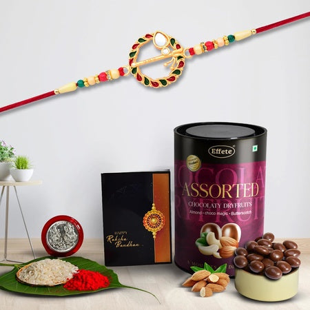 Rakhi For Brother Set Of 1 With Silver Color Pooja Coin Rakhi With Gift For Brother (K1_560_as)