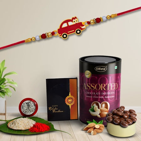 (K1_316_as) Rakhi Combo  Assorted Chocolate Dryfruits 96gm Rakhi  Chocolate For Brother  Fancy Rakhis For Men Stylish  Rakhi With Gift  Rakhi Combo  Set Of 1  Chocolate