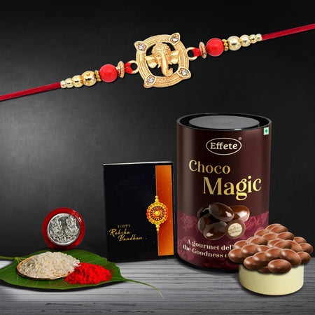 Rakhi (K1_908_em)  Chocolate Magic Rakhi For Brother With Gift Rakhi With Chocolate Rakhi Combo For Brother Set Of 1 Rakhi Chocolate