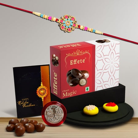 (K1_559_em32) Rakhi Combo With Chocolate Magic 32gm Rakhi For Brother With Gift  Chocolate Gift Pack Rakhi With Chocolate Gift Hemper  Fancy Rakhi For Men  Set Of 1