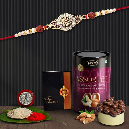 Rakhi (K1_425_as)  Assorted Chocolate Dryfruits 96gm Rakhi For Brother With Gift  Handmade Rakhi Rakhi Combo For Brother  Stylish Rakhi For Brother  Set Of 1 Rakhi