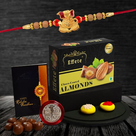 Rakhi (K1_3_ca32)  Chocolate Almonds 32gm Rakhi For Brother With Gift  Rakhi With Chocolate Rakhi Combo For Brother  Set Of 1 Rakhi  Chocolate