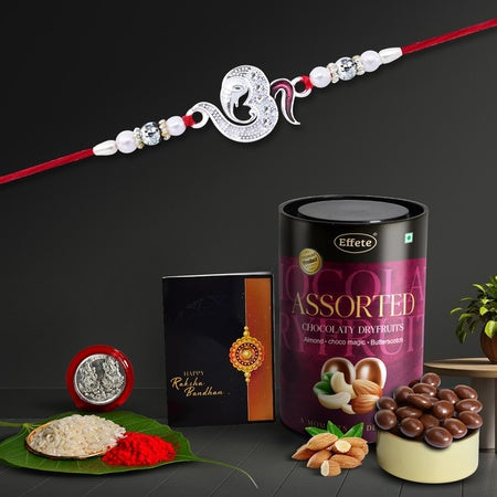 Rakhi For Brother Set Of 1 With Assorted Chocolate Dryfruits 96gm Pooja Coin With Greating Card Rakhi For Brother And Bhabhi Rakhi With Chocolate Rakhi With Gift For Brother Rakhi For Kids Rakhi Set Rakhi Combo Rakhi With Sweets (K1_a13_as)