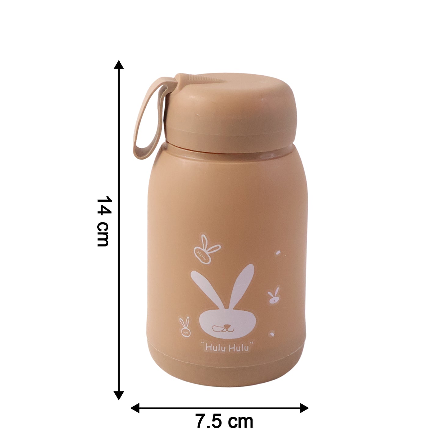 Cute Bunny Print Glass Drinking Brown Bottle (330ml  1 Pc)