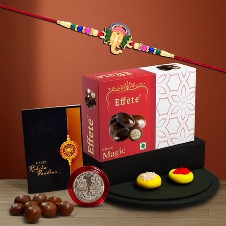 Rakhi For Brother Set Of 1 Combo With Chocolate Magic 32gm Pooja Coin  Greeting Card Rakhi For Brother And Bhabhi Rakhi For Kids Rakhi Set Rakhi Combo With Sweets (K1_555_em32)