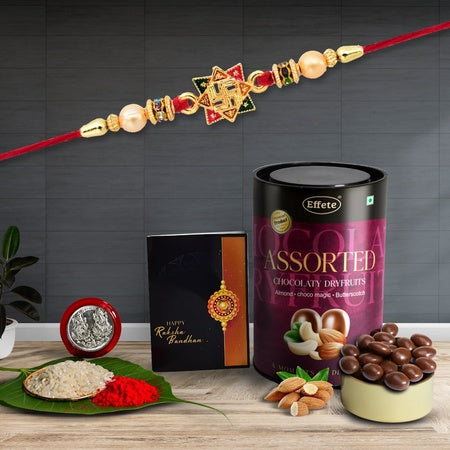 Rakhi (K1_10_as)  Assorted Chocolate Dryfruits 96gm Rakhi  Chocolate For Brother Rakhi With Chocolate Rakhi With Gift Rakhi Combo Set Of 1 Rakhi Chocolate
