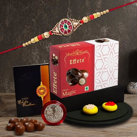 Rakhi (K1_424_em32)  Chocolate Magic 32gm Rakhi For Brother With Gift Rakhi With Chocolate Rakhi Combo For Brother Set Of 1 Rakhi Chocolate