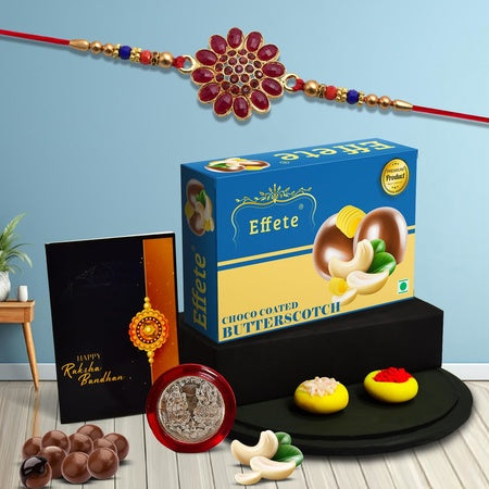 Rakhi For Brother Set Of 1 With Silver Color Pooja Coin (K1_282_bs32)