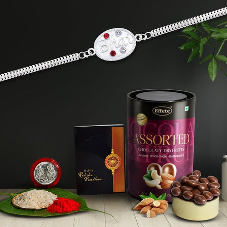 Rakhi (K1_a44_as)  Assorted Chocolate Dryfruits 96gm Rakhi For Brother With Gift Rakhi With Chocolate Rakhi Combo For Brother Set Of 1 Rakhi Chocolate